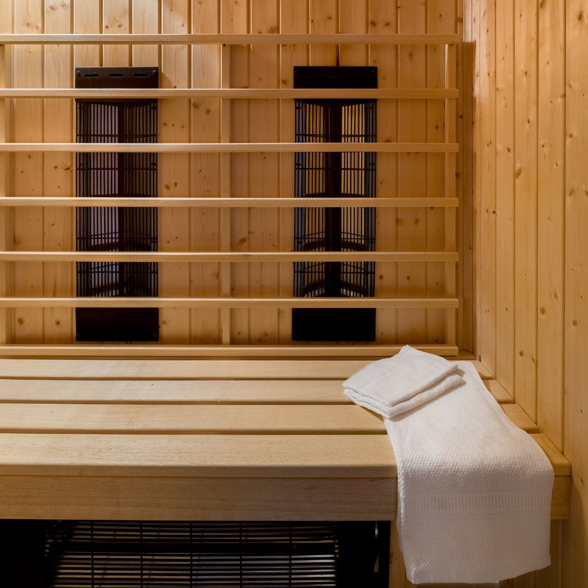 Sauna Infrarossi dettaglio panca in legno